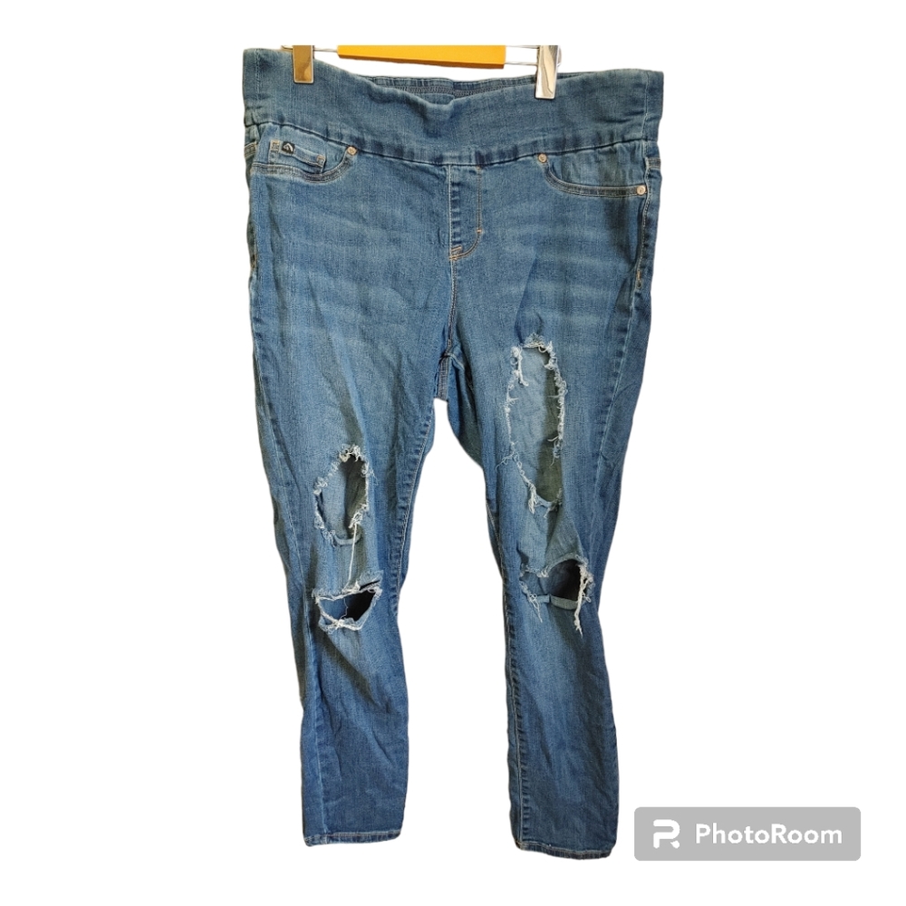 JORDACHE Mid Wash Distressed Jeggings Size 18W